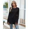 Zeagoo Women’s Casual Long Sleeve Shirts Crew Neck Round Hem Loose T-Shirts Tunic Tops with Thumb Holes(Black)