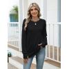 Zeagoo Women’s Casual Long Sleeve Shirts Crew Neck Round Hem Loose T-Shirts Tunic Tops with Thumb Holes(Black)