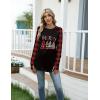 Zeagoo Women’s Casual Long Sleeve Shirts Crew Neck Round Hem Loose T-Shirts Tunic Tops with Thumb Holes(Black Plaid Christmas)