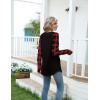 Zeagoo Women’s Casual Long Sleeve Shirts Crew Neck Round Hem Loose T-Shirts Tunic Tops with Thumb Holes(Black Plaid Christmas)