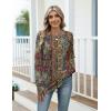 Zeagoo Women’s Casual Long Sleeve Shirts Crew Neck Round Hem Loose T-Shirts Tunic Tops with Thumb Holes(Boho)