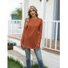 Zeagoo Women’s Casual Long Sleeve Shirts Crew Neck Round Hem Loose T-Shirts Tunic Tops with Thumb Holes(Caramel)
