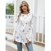 Zeagoo Women’s Casual Long Sleeve Shirts Crew Neck Round Hem Loose T-Shirts Tunic Tops with Thumb Holes(Floral White)
