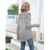 Zeagoo Women’s Casual Long Sleeve Shirts Crew Neck Round Hem Loose T-Shirts Tunic Tops with Thumb Holes(Grey Print)