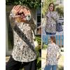 Zeagoo Women’s Casual Long Sleeve Shirts Crew Neck Round Hem Loose T-Shirts Tunic Tops with Thumb Holes(Khaki Floral)