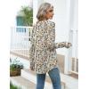Zeagoo Women’s Casual Long Sleeve Shirts Crew Neck Round Hem Loose T-Shirts Tunic Tops with Thumb Holes(Khaki Floral)