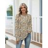 Zeagoo Women’s Casual Long Sleeve Shirts Crew Neck Round Hem Loose T-Shirts Tunic Tops with Thumb Holes(Khaki Floral)