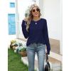Zeagoo Women’s Casual Long Sleeve Shirts Crew Neck Round Hem Loose T-Shirts Tunic Tops with Thumb Holes(Navy Blue)
