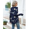Zeagoo Women’s Casual Long Sleeve Shirts Crew Neck Round Hem Loose T-Shirts Tunic Tops with Thumb Holes(Navy Floral)