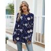 Zeagoo Women’s Casual Long Sleeve Shirts Crew Neck Round Hem Loose T-Shirts Tunic Tops with Thumb Holes(Navy Floral)