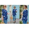 Zeagoo Women’s Casual Long Sleeve Shirts Crew Neck Round Hem Loose T-Shirts Tunic Tops with Thumb Holes(Navy Floral)