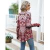 Zeagoo Women’s Casual Long Sleeve Shirts Crew Neck Round Hem Loose T-Shirts Tunic Tops with Thumb Holes(Red Print)