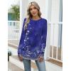 Zeagoo Women’s Casual Long Sleeve Shirts Crew Neck Round Hem Loose T-Shirts Tunic Tops with Thumb Holes(Violet Print)