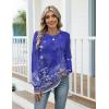 Zeagoo Women’s Casual Long Sleeve Shirts Crew Neck Round Hem Loose T-Shirts Tunic Tops with Thumb Holes(Violet Print)