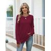 Zeagoo Women’s Casual Long Sleeve Shirts Crew Neck Round Hem Loose T-Shirts Tunic Tops with Thumb Holes(Wine Red)