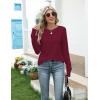 Zeagoo Women’s Casual Long Sleeve Shirts Crew Neck Round Hem Loose T-Shirts Tunic Tops with Thumb Holes(Wine Red)