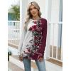 Zeagoo Women’s Casual Long Sleeve Shirts Crew Neck Round Hem Loose T-Shirts Tunic Tops with Thumb Holes(Wine Rose)
