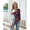 Zeagoo Women’s Casual Long Sleeve Shirts Crew Neck Round Hem Loose T-Shirts Tunic Tops with Thumb Holes(Wine Rose)