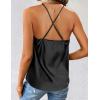 Zeagoo Women’s Cowl Neck Satin Camisole Sleeveless Sexy Spaghetti Strap Silk Cami Backless Tank Tops Halter Basic Tank Shirts(A-black)