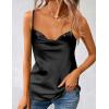 Zeagoo Women’s Cowl Neck Satin Camisole Sleeveless Sexy Spaghetti Strap Silk Cami Backless Tank Tops Halter Basic Tank Shirts(A-black)