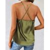 Zeagoo Women’s Cowl Neck Satin Camisole Sleeveless Sexy Spaghetti Strap Silk Cami Backless Tank Tops Halter Basic Tank Shirts(Army Green)