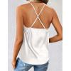 Zeagoo Women’s Cowl Neck Satin Camisole Sleeveless Sexy Spaghetti Strap Silk Cami Backless Tank Tops Halter Basic Tank Shirts(A-white)