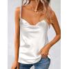 Zeagoo Women’s Cowl Neck Satin Camisole Sleeveless Sexy Spaghetti Strap Silk Cami Backless Tank Tops Halter Basic Tank Shirts(A-white)