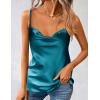 Zeagoo Women’s Cowl Neck Satin Camisole Sleeveless Sexy Spaghetti Strap Silk Cami Backless Tank Tops Halter Basic Tank Shirts(Blue Green)