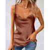 Zeagoo Women’s Cowl Neck Satin Camisole Sleeveless Sexy Spaghetti Strap Silk Cami Backless Tank Tops Halter Basic Tank Shirts(Brown)
