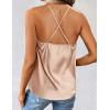 Zeagoo Women’s Cowl Neck Satin Camisole Sleeveless Sexy Spaghetti Strap Silk Cami Backless Tank Tops Halter Basic Tank Shirts(Champagne)