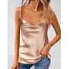 Zeagoo Women’s Cowl Neck Satin Camisole Sleeveless Sexy Spaghetti Strap Silk Cami Backless Tank Tops Halter Basic Tank Shirts(Champagne)