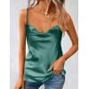 Zeagoo Women’s Cowl Neck Satin Camisole Sleeveless Sexy Spaghetti Strap Silk Cami Backless Tank Tops Halter Basic Tank Shirts(Forest Green)