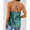 Zeagoo Women’s Cowl Neck Satin Camisole Sleeveless Sexy Spaghetti Strap Silk Cami Backless Tank Tops Halter Basic Tank Shirts(Forest Green)