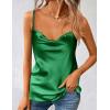 Zeagoo Women’s Cowl Neck Satin Camisole Sleeveless Sexy Spaghetti Strap Silk Cami Backless Tank Tops Halter Basic Tank Shirts(Green)