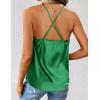 Zeagoo Women’s Cowl Neck Satin Camisole Sleeveless Sexy Spaghetti Strap Silk Cami Backless Tank Tops Halter Basic Tank Shirts(Green)