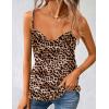 Zeagoo Women’s Cowl Neck Satin Camisole Sleeveless Sexy Spaghetti Strap Silk Cami Backless Tank Tops Halter Basic Tank Shirts(Leopard)