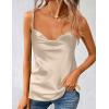 Zeagoo Women’s Cowl Neck Satin Camisole Sleeveless Sexy Spaghetti Strap Silk Cami Backless Tank Tops Halter Basic Tank Shirts(Light Champagne)