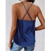 Zeagoo Women’s Cowl Neck Satin Camisole Sleeveless Sexy Spaghetti Strap Silk Cami Backless Tank Tops Halter Basic Tank Shirts(Navy Blue)