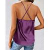Zeagoo Women’s Cowl Neck Satin Camisole Sleeveless Sexy Spaghetti Strap Silk Cami Backless Tank Tops Halter Basic Tank Shirts(Purple)