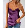Zeagoo Women’s Cowl Neck Satin Camisole Sleeveless Sexy Spaghetti Strap Silk Cami Backless Tank Tops Halter Basic Tank Shirts(Purple)