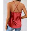 Zeagoo Women’s Cowl Neck Satin Camisole Sleeveless Sexy Spaghetti Strap Silk Cami Backless Tank Tops Halter Basic Tank Shirts(Red)