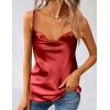 Zeagoo Women’s Cowl Neck Satin Camisole Sleeveless Sexy Spaghetti Strap Silk Cami Backless Tank Tops Halter Basic Tank Shirts(Red)