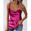 Zeagoo Women’s Cowl Neck Satin Camisole Sleeveless Sexy Spaghetti Strap Silk Cami Backless Tank Tops Halter Basic Tank Shirts(Rose)