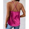 Zeagoo Women’s Cowl Neck Satin Camisole Sleeveless Sexy Spaghetti Strap Silk Cami Backless Tank Tops Halter Basic Tank Shirts(Rose)