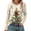 Zeagoo Womens Long Sleeve Tshirts Casual Tunic Tops Work Fashion Cute Sweaters Fall Outfits 2026 Dressy Blouse(01-floral Christmas)