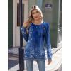 Zeagoo Womens Long Sleeve Tshirts Casual Tunic Tops Work Fashion Cute Sweaters Fall Outfits 2026 Dressy Blouse(Blue Floral)