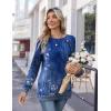 Zeagoo Womens Long Sleeve Tshirts Casual Tunic Tops Work Fashion Cute Sweaters Fall Outfits 2026 Dressy Blouse(Blue Floral)