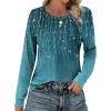 Zeagoo Womens Long Sleeve Tshirts Casual Tunic Tops Work Fashion Cute Sweaters Fall Outfits 2026 Dressy Blouse(Blue-green)
