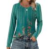 Zeagoo Womens Long Sleeve Tshirts Casual Tunic Tops Work Fashion Cute Sweaters Fall Outfits 2026 Dressy Blouse(Green Floral)