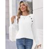 Zeagoo Womens Long Sleeve Tshirts Casual Tunic Tops Work Fashion Cute Sweaters Fall Outfits 2026 Dressy Blouse(White)